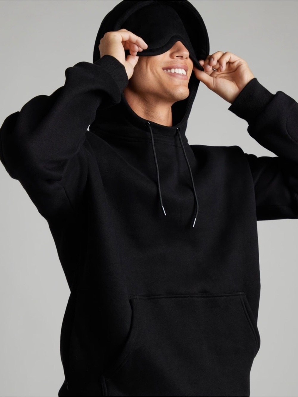 Comfrt Airplane Mode Travel Hoodie Obsidian Black Medium Built-In Sleep Mask